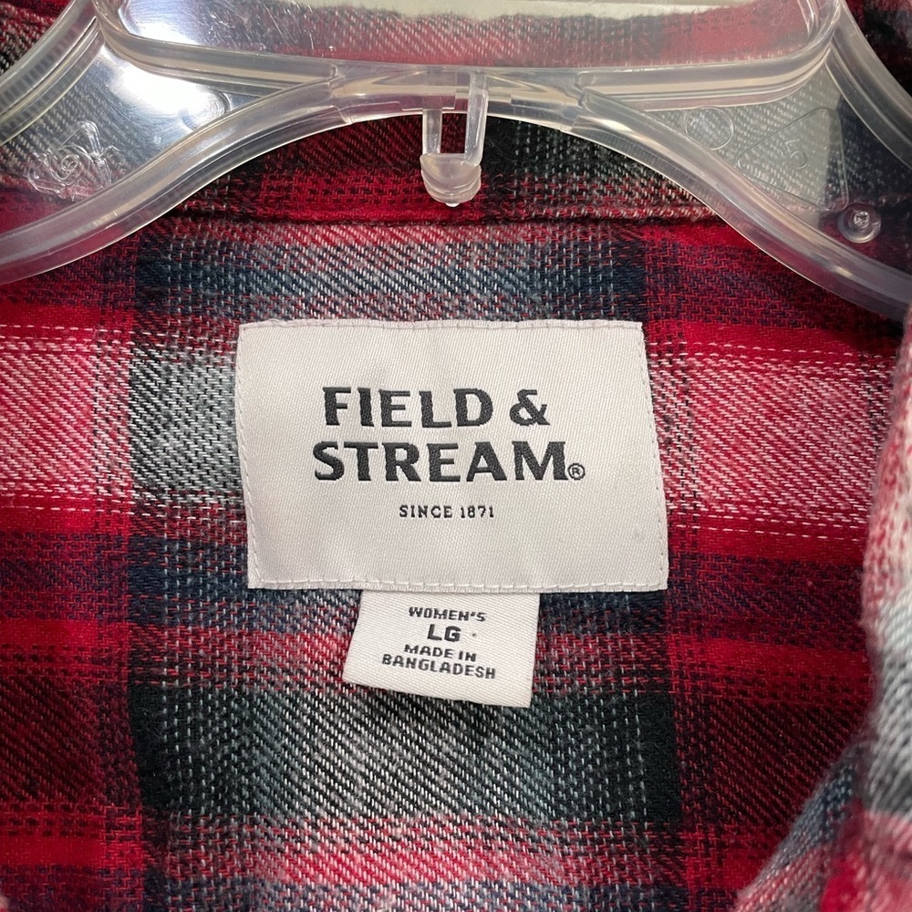 Field & Stream Red Plaid Blouse large women’s - Picture 2 of 4